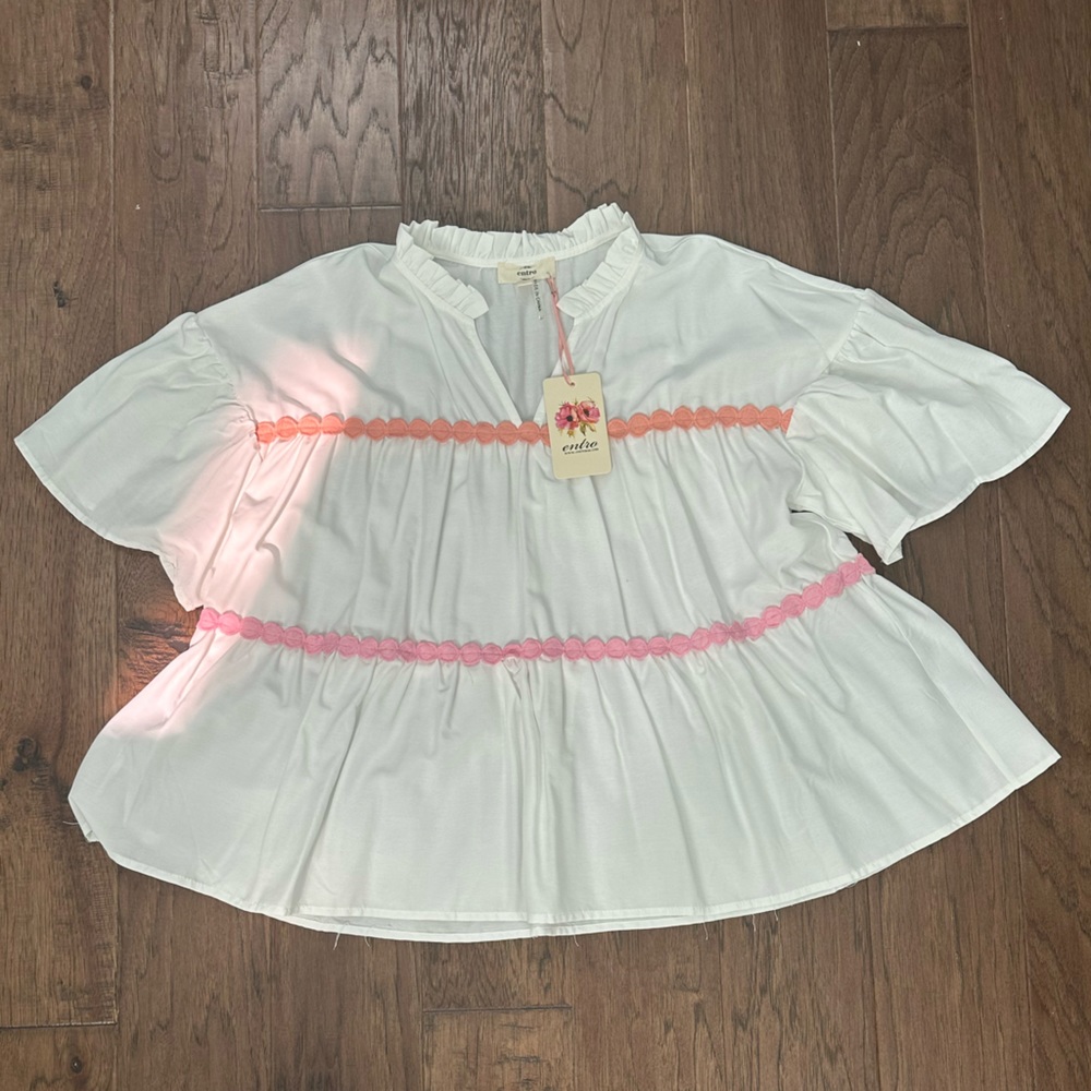 NWT Entro white blouse size large